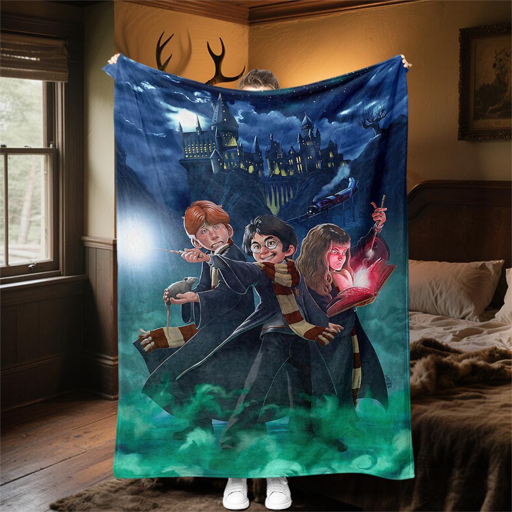 1 Stück Hogwarts Harry Ron Hermine Outdoor Flanell Überwurfdecke Ganzjahres Weiche Wärme, Heimdekoration 1031136