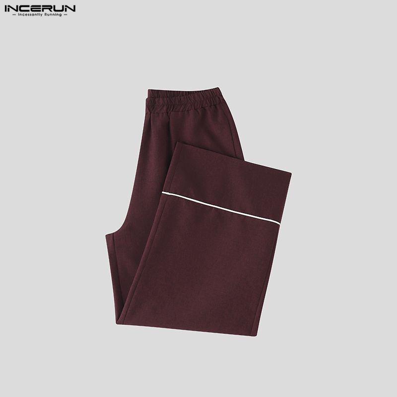 INCERUN Two Pieces Outfits Men Long Sleeve Kimono Shirt and Long Straight Pants Sets