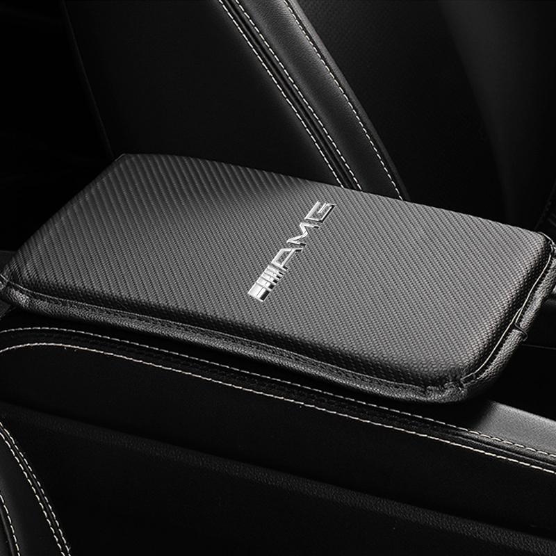 Pernă Consola Centrală Auto Piele Fibră de Carbon Husă Suport Cot Auto Pentru Mercedes Benz AMG W212 W205 W246 W177 W176 W213 GLC GLE GLS ML Bine Ați Venit Laser