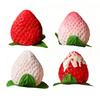 Strawberry Squeeze Toy Soft Stress Ball TPR Slow Rebound Decompression Toy Realistic Pink White Strawberry Shape Portable Fidget Toy
