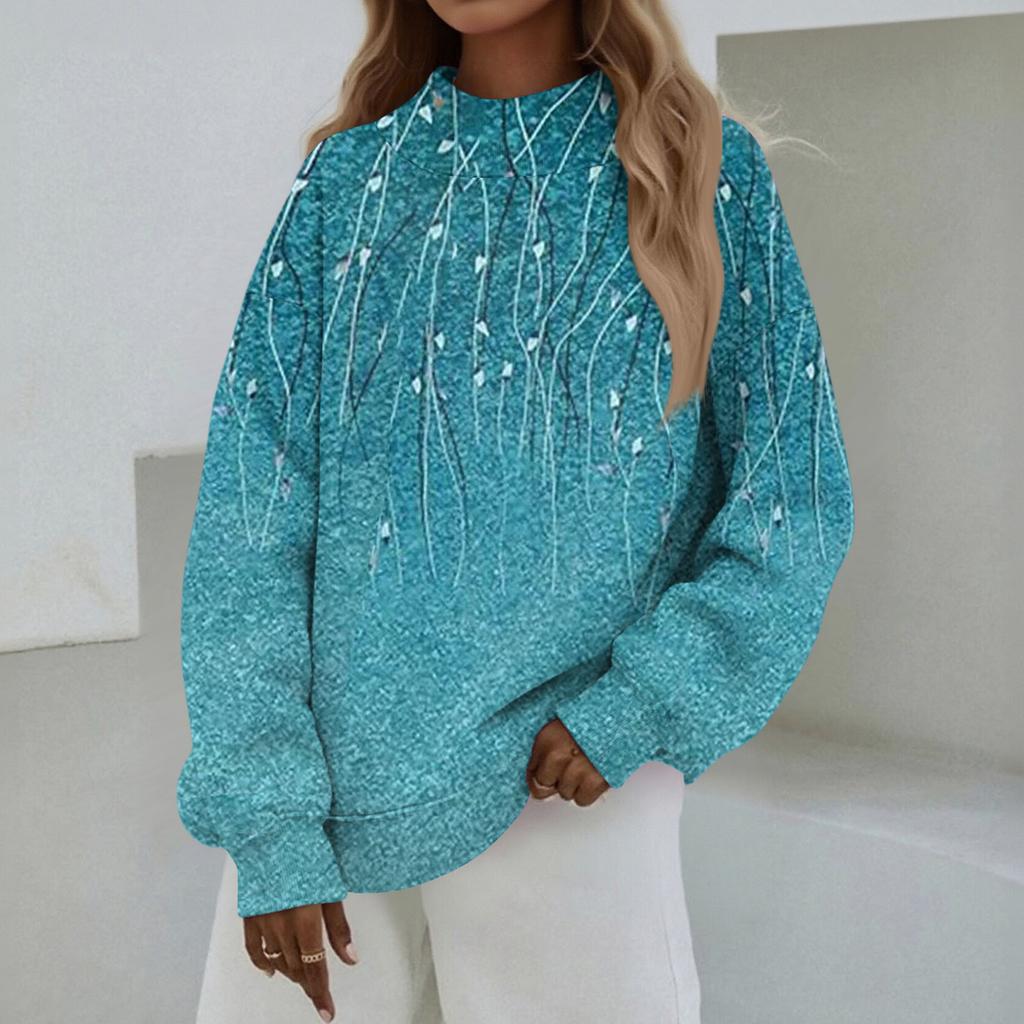 Mock Neck Sweatshirt Women Fall Comfort Oversized Sweatshirt Dressy Pullover Sweatshirts No Hood Cozy Turtleneck Tops