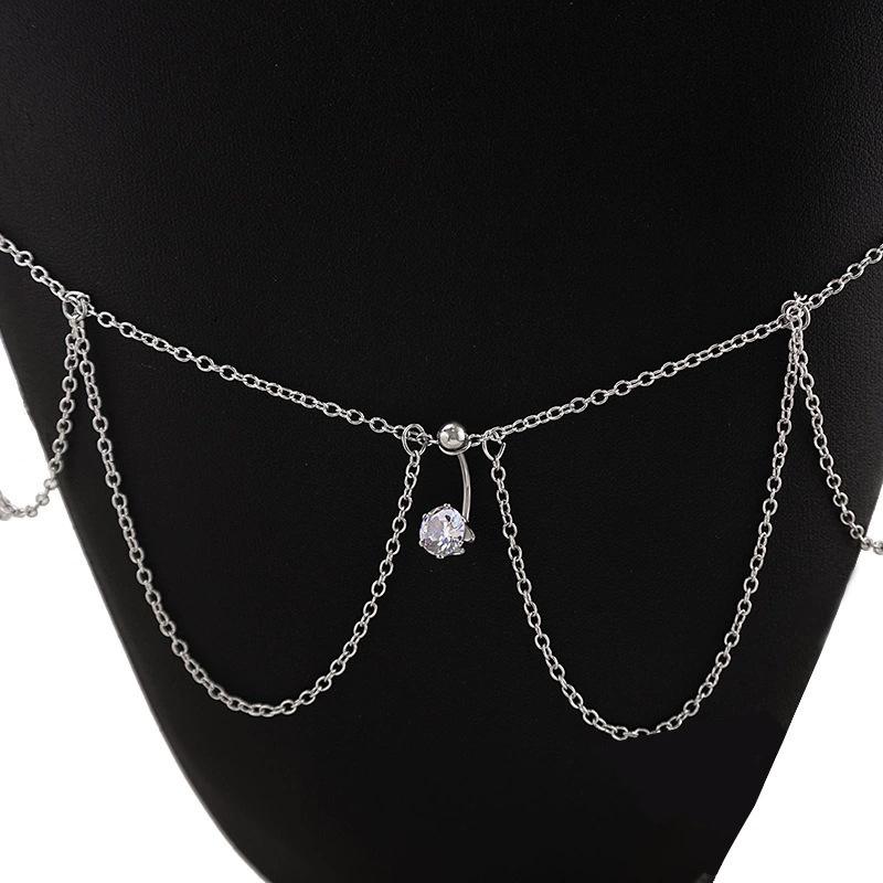 

Wind Inlaid Diamond Fringed Waist Chain Star Moon Fringed Waist Jewelry Love Cross Personality Trendy Accessories
