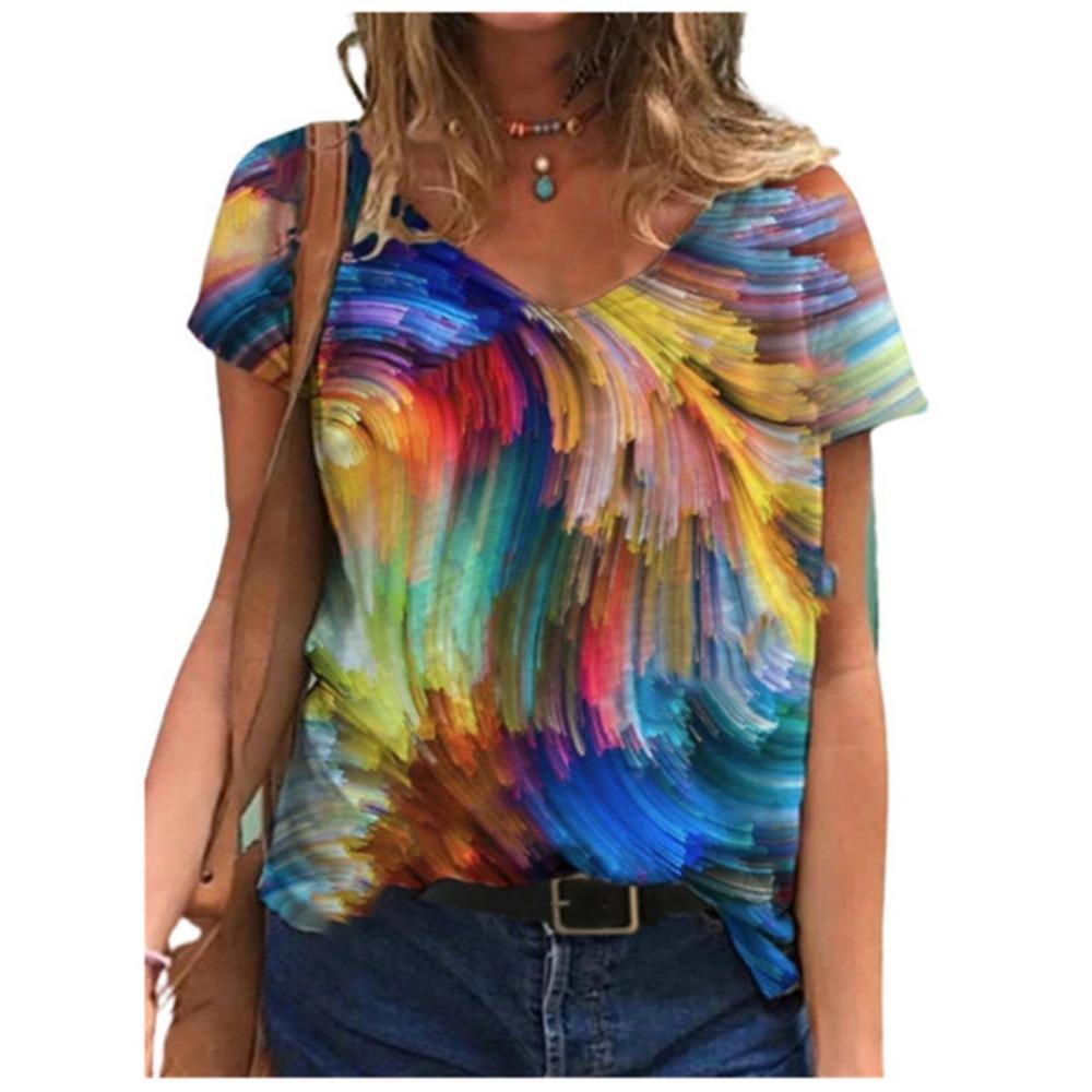 Summer Blouse Women's Short-sleeved 3d Floral Print T-shirt Streetwear Loose Casual Women's T-shirt