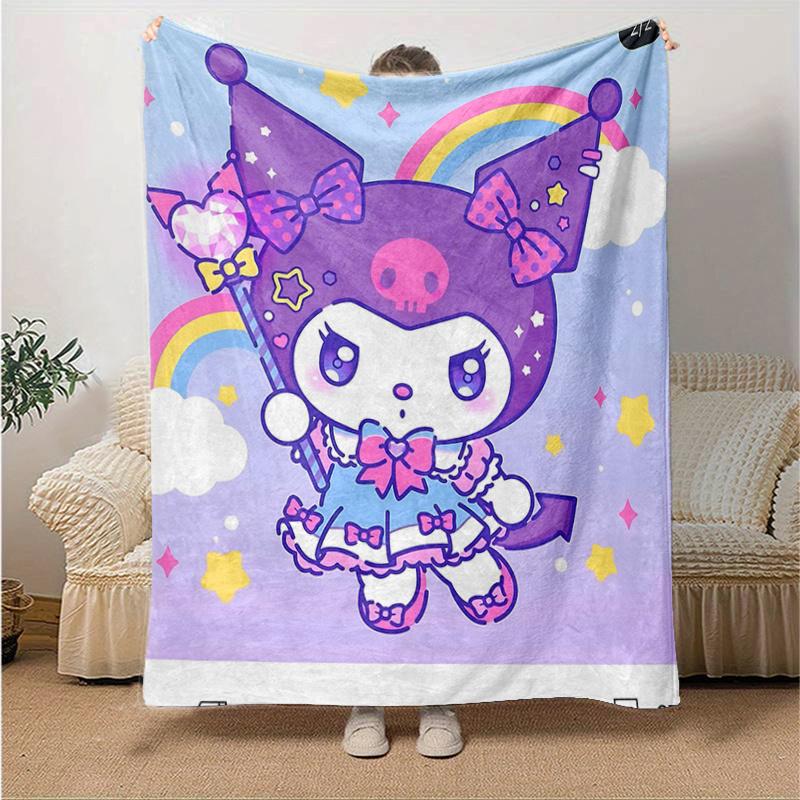 

1pc Rainbow Kuromi Blanket, Perfect for Home Decor, All Seasons Use, Living Room, Travel, Camping, Car Blankets, Beach, Office Naps, Gift Idea for Fam 130x150cm