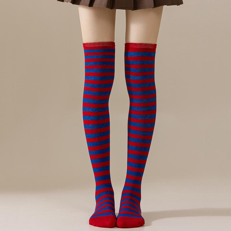 Halloween Long Striped Knee High Stocking Anime Witch Socks Women Party Costume Prop Xmas Dress Up Accessories Daily Wear Thin
