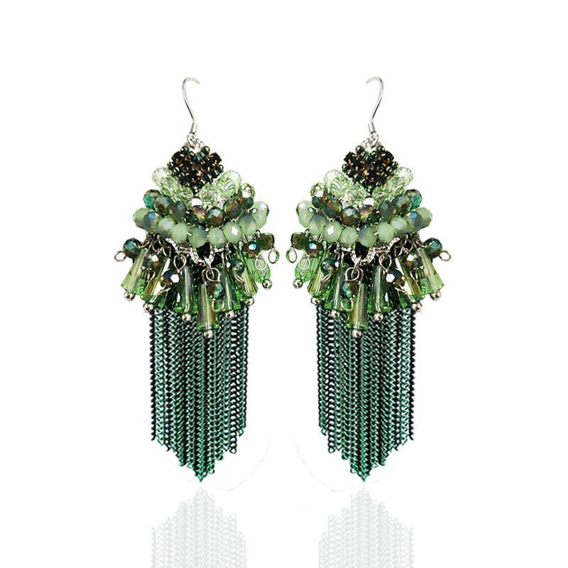 

Богемные серьги ручной работы Sioux, женские индивидуальные, темпераментные, преувеличенные ретро-серьги в этническом стиле, женские украшения для ушей синий