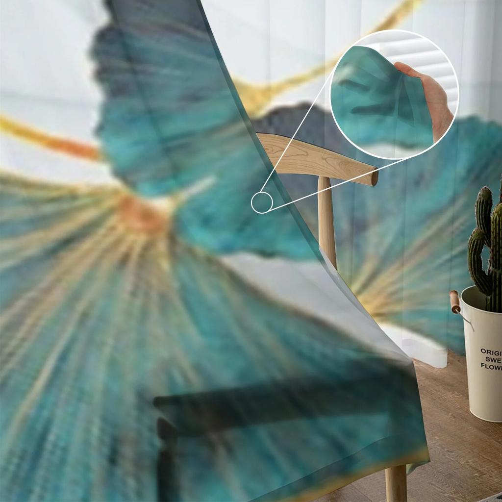 Schöne durchsichtige Vorhänge mit Ginkgo-Blättern für Wohnzimmer, Fenster, transparenter Voile-Tüll-Vorhang, Schlafzimmer-Vorhänge, Heimdekoration