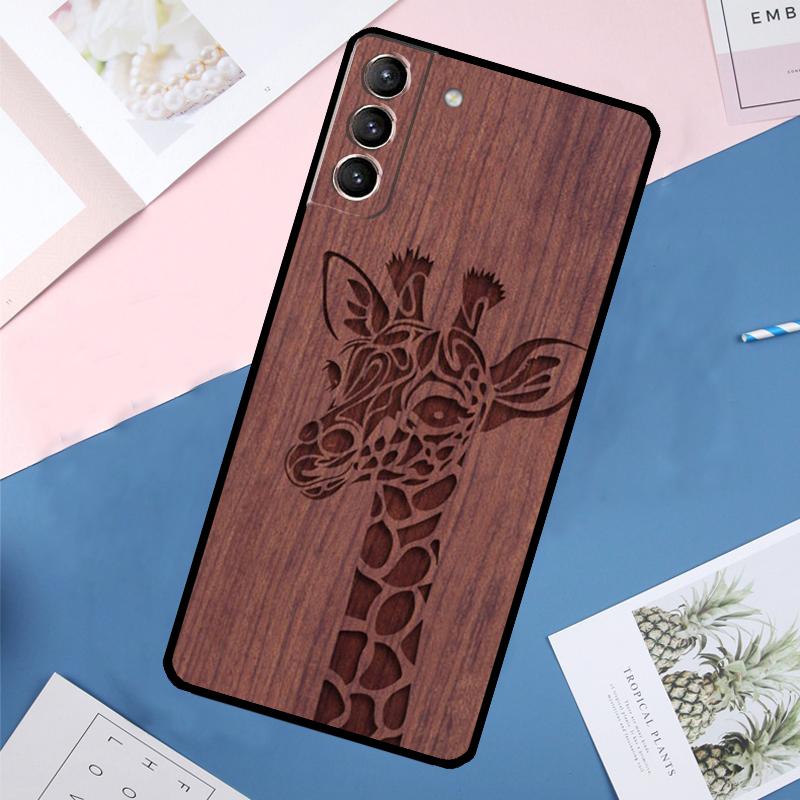 Deer Lion Elephant Wood Animal Case For Samsung Galaxy S25 Ultra S21 S22 S23 S24 Ultra S9 S10 Plus S20 FE S25 FE Back Cover