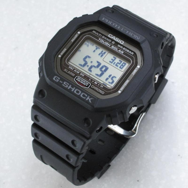Casio Digital Series Square Heavy Metal Shell Waterproof Shockproof Solar Watch Solar Quartz Movement Resin Strap Men Watches Black GW-5000U-1JF