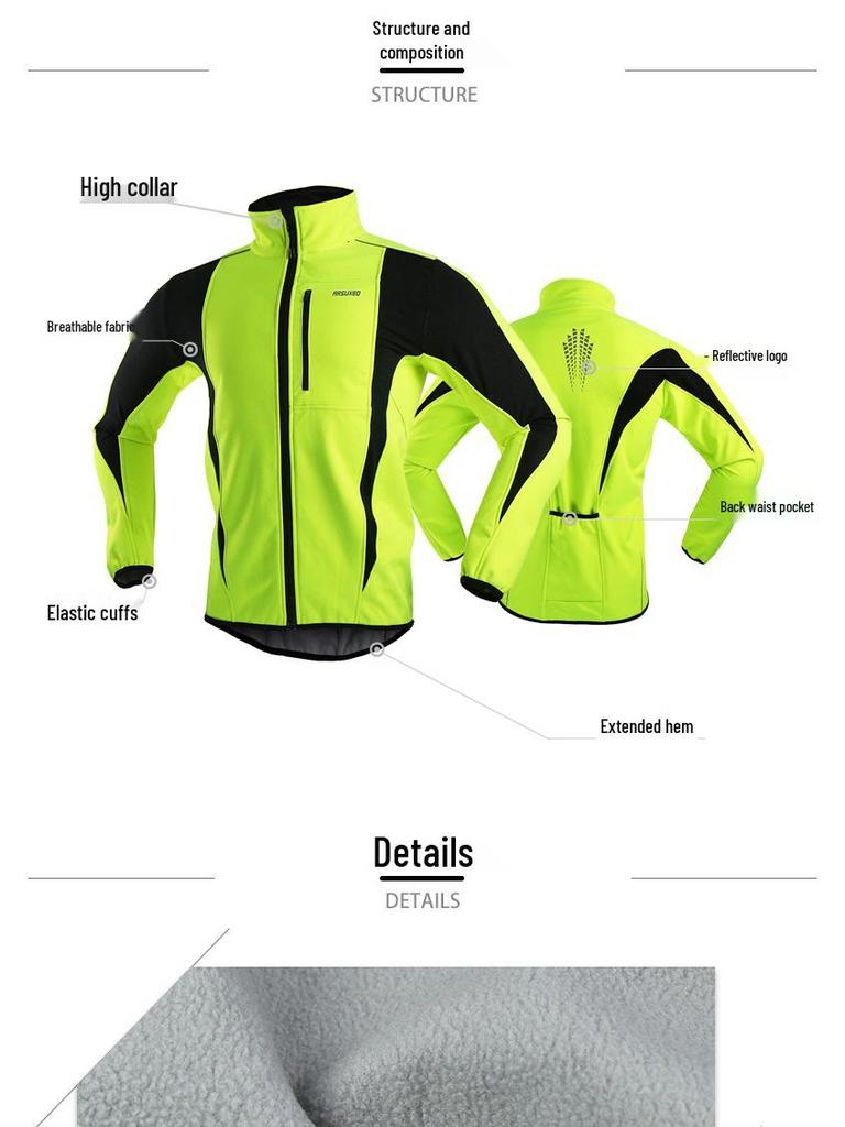 ARSUXEO Pánská 15K Zimní Větruodolná Nepromokavá Cyklistická Bunda z Fleecu