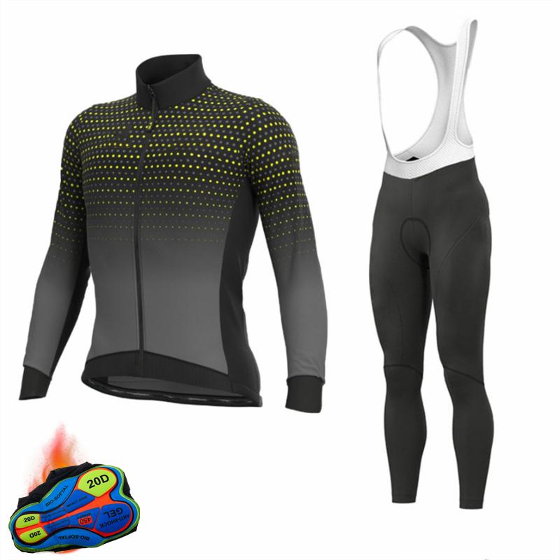 2026 Winter Thermal Fleece Long Sleeve Cycling Jersey Set Bib Pants Ropa Ciclismo Bicycle Clothing MTB Bike Men Clothes Suit