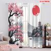 2D Flat Printing 2pcs Curtain Oriental Cherry Versatile Polyester,Without Electricity Versatile Use for All Occasions Decorate