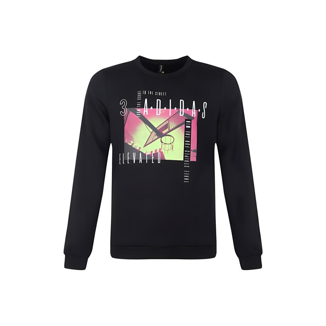 Adidas Neo Casual Crew Neck Pullover Sweatshirt Men Tops Black DZ8718 M