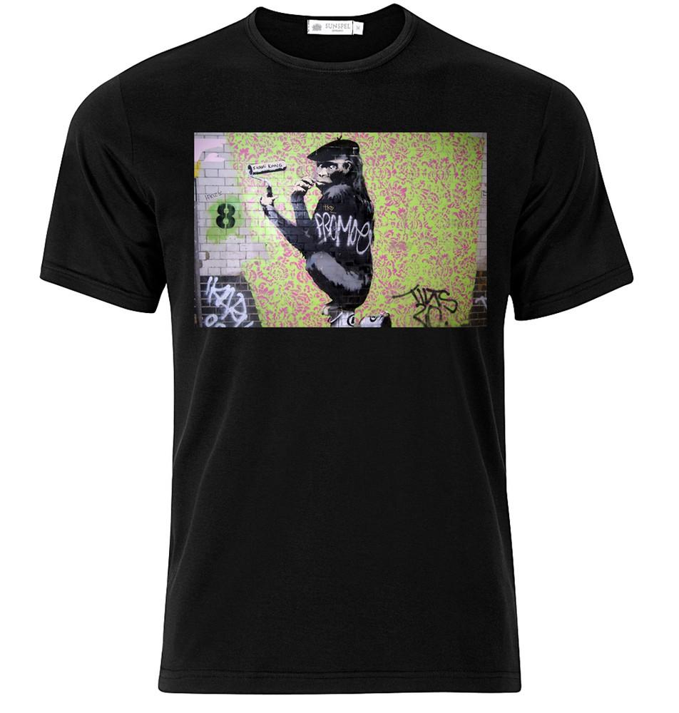 Футболка с принтом Banksy - Shave Kong - Хлопковая футболка унисекс с коротким и длинным рукавом S