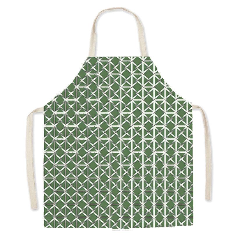 Nordic Fresh Plant Couple Linen Sleeveless Apron Kitchen Baking Cooking Men And Women Waist Chef Coat