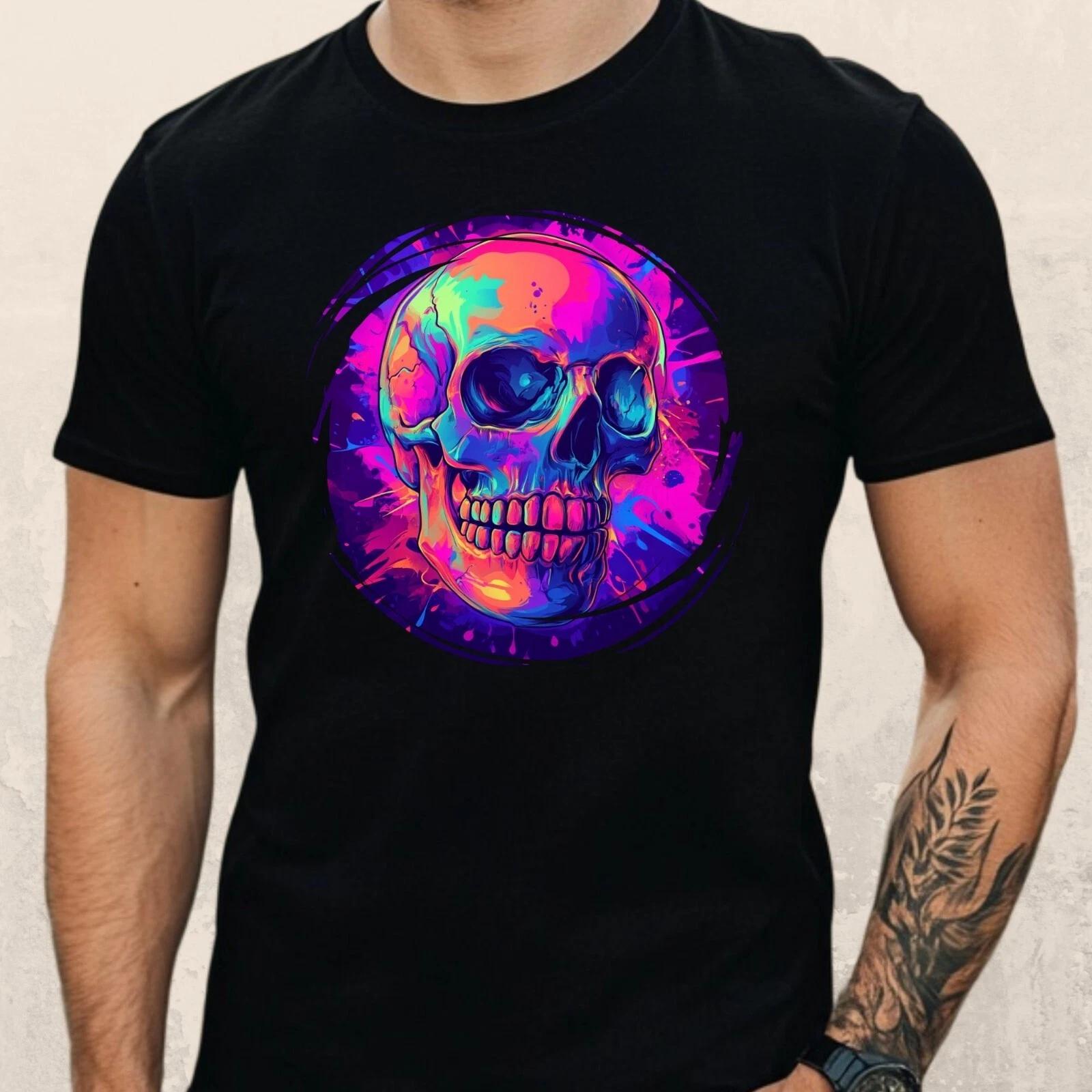 T-Shirt Herren Totenkopf Motiv Baumwolle Größe S bis 5XL S