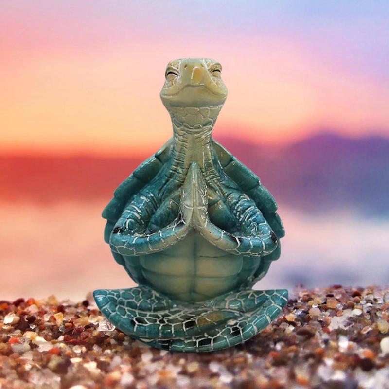 ER05604 Meeresschildkrötenfigur Meditierende Schildkrötenstatue Zen Yoga Schildkröten Miniaturskulptur Meeresschildkröten Harzornament Hausgarten