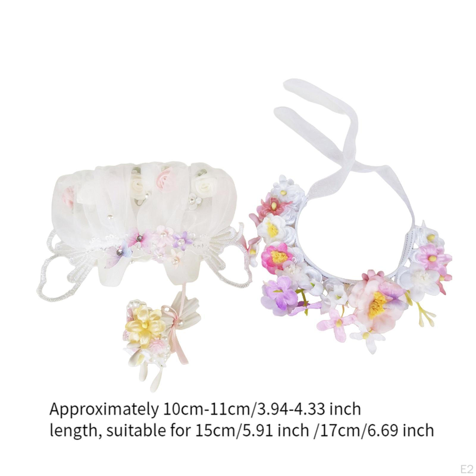 Платье для кукол из 3 предметов с цветочной повязкой на голову и букетом — фото 4