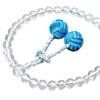 Women's Buddhist Prayer Beads, Kyo-style, Crystal Odamaki, Blue, Suitable for All Sects, Ideal for Informal Funerals, Buddhist Altars, Buddhist