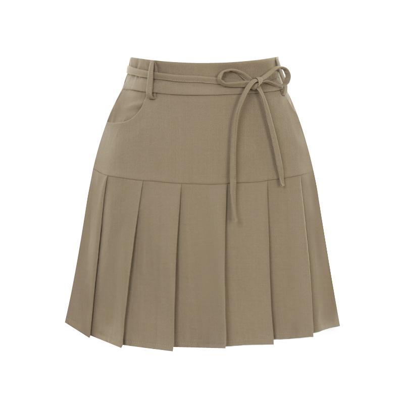 SELLY'S String Pleated Elastic Waist Mini Skirt_I6A-Csk012