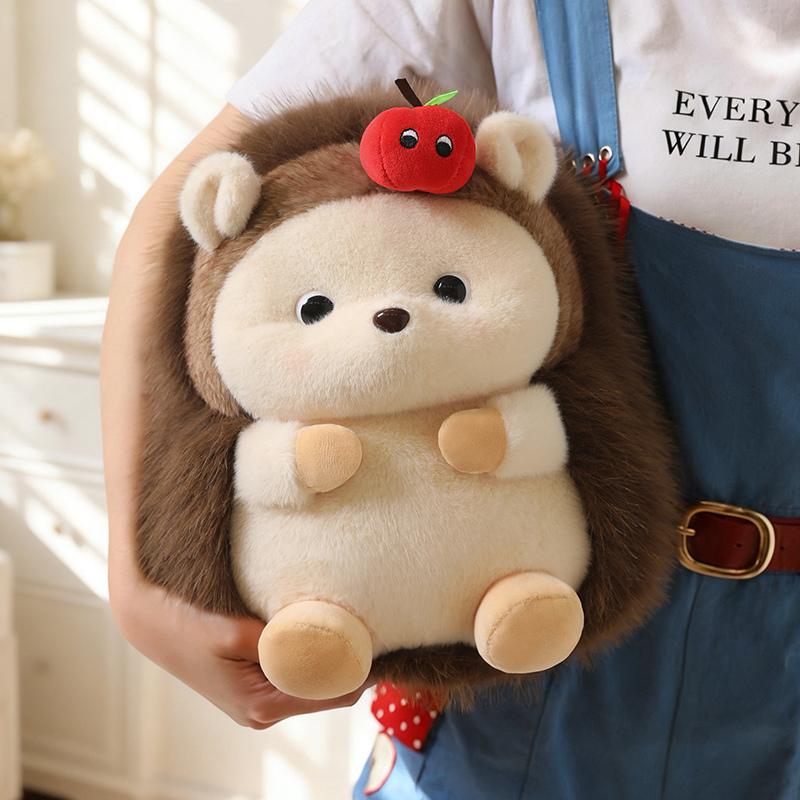 30/40cm Cute Fluffly Hair Hedgehog Plush Doll Kawaii Stuffed Animals Soft Kawaii Apple Hedgehog for Girls Birthday Gifts Decor
