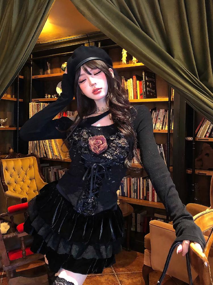 Dantela Spicy Girl Mini fusta plisata Femeii Toamna Iarna A-line Kawaii Sweet Party Fusta Harajuku Coreana Moda Casual Fusta