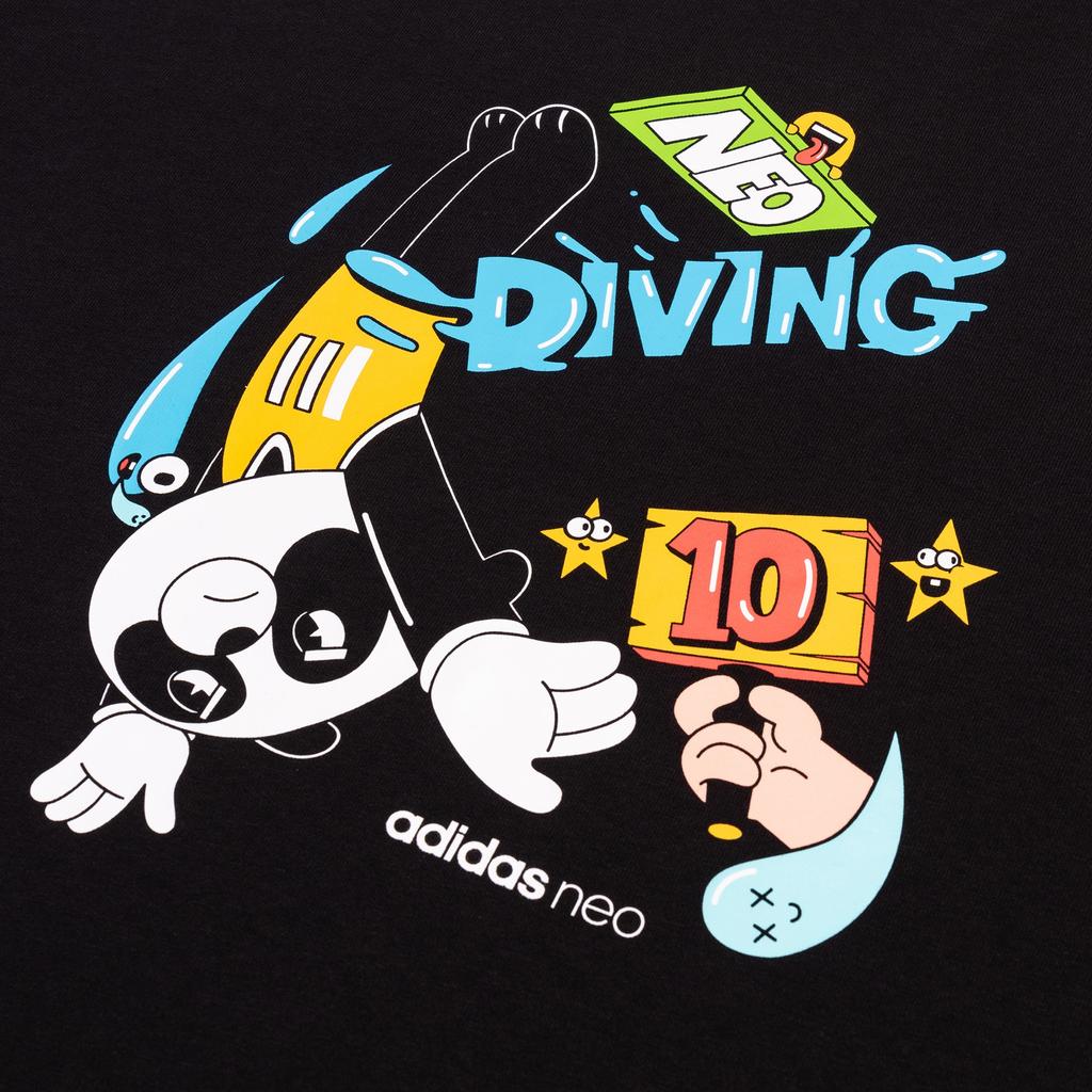 Adidas Neo Cartoon Print Loose Knit T-Shirt Men Tops Black HC3827