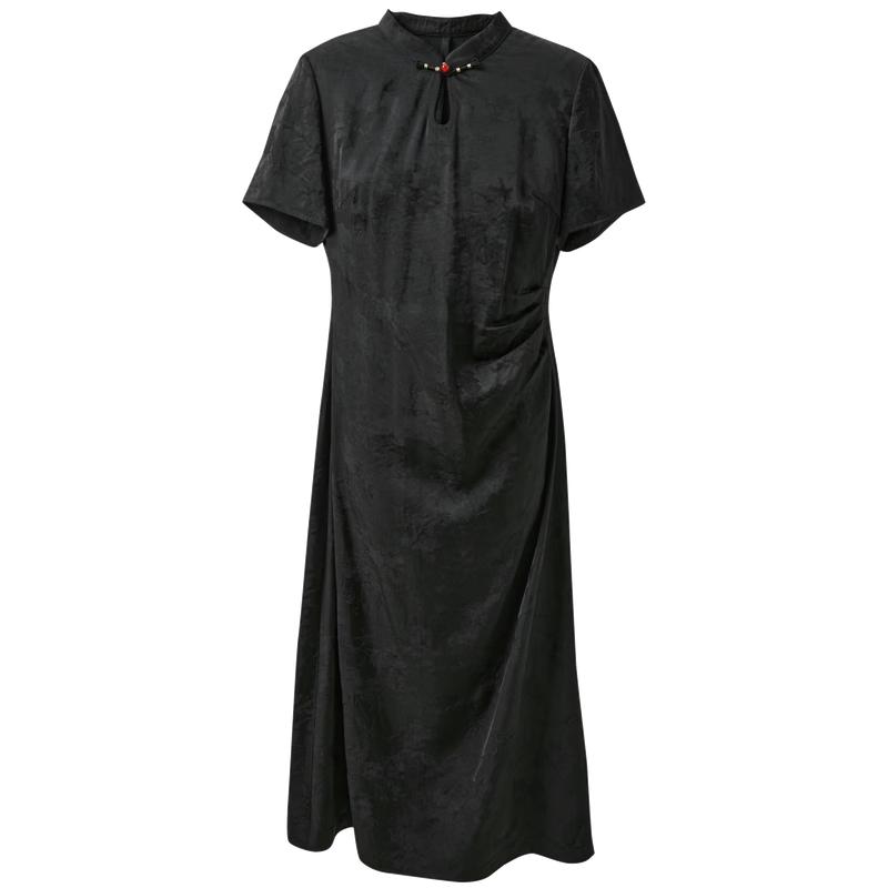 Sancai Plus Size Chinese Style Jacquard Cheongsam Dress