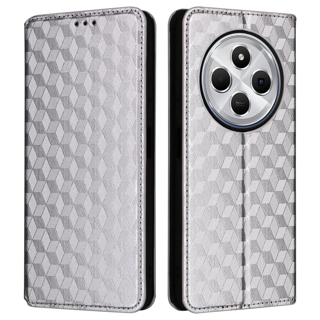 For Xiaomi Poco C75 4G/Redmi 14R 5G/14C 4G/A4 5G Wallet Case Rhombus Imprinted Leather Phone Cover