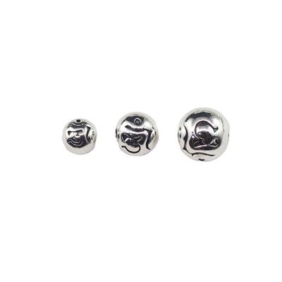 Tibetan Silver Alloy Six-Word Mantra Round Beads for DIY Bodhi Bracelets and Keychains