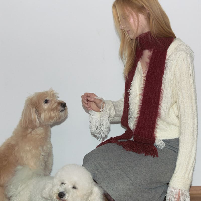 ASURA TASSEL MIX MUFFLER (RED)