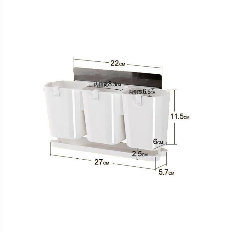 Multifunctional Kitchen Racks Without Traces with Hooks Tableware Drain Storage Box Grid Chopsticks