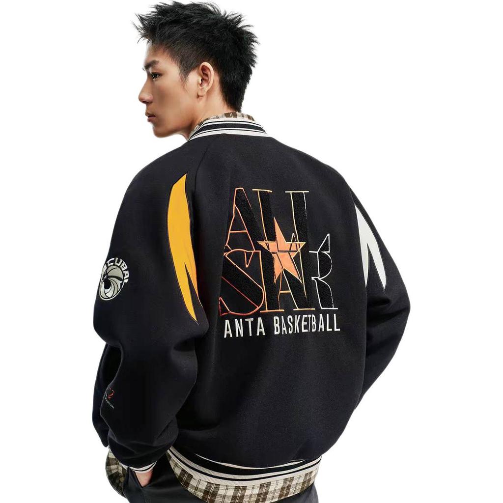 Anta Campus Basketball Series Knitted Casual Jacket Spring 2026 Men tops Black Orange Gray 152611738-1