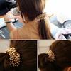 Dammode rep Scrunchie hästsvanshållare Faux Pearl Beads Elastiskt hårband