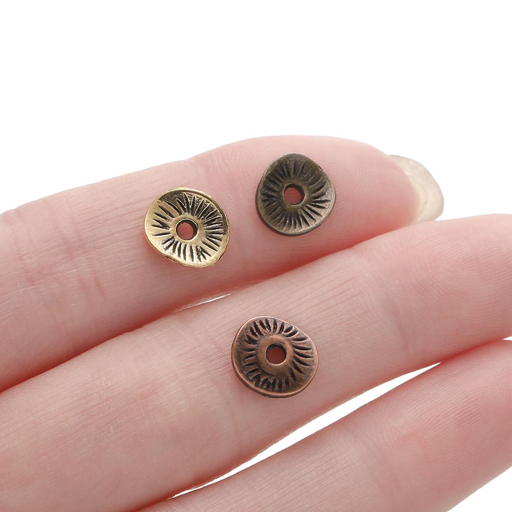 50pcs 7.5x8.5mm Round Curved Brushed Disks Spacer Beads for Bracelet Necklace Jewelry Making Accessories Supplies