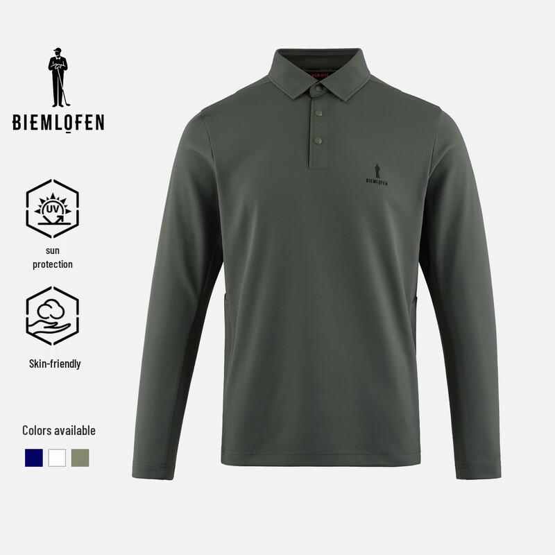 Biyinlefen Men's UV Protection Golf Long Sleeve Polo Shirt