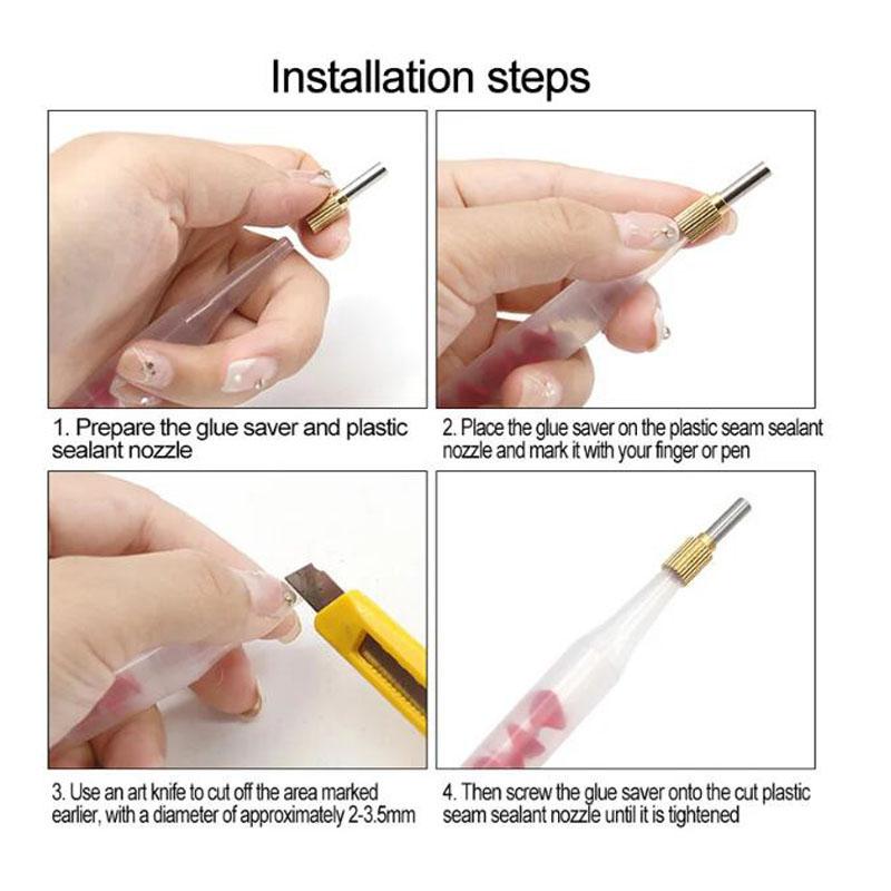 Sealant Tool Set with Sewing Glue Economizing Nozzle Glass Glue Nozzle Positioner Long Glue Spiral Mixing Tube for DIY Crafts