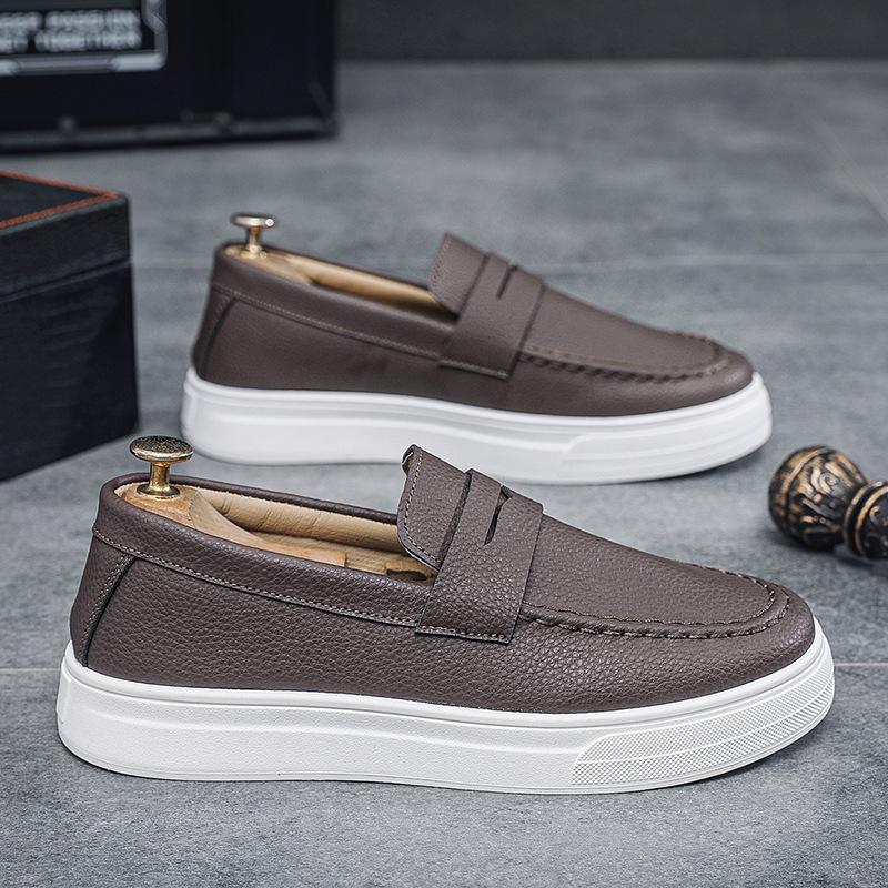 Fashion Mens loafers 2025 spring new British style casual leather shoes breathable comfortable trendy mens shoes Walking shoe
