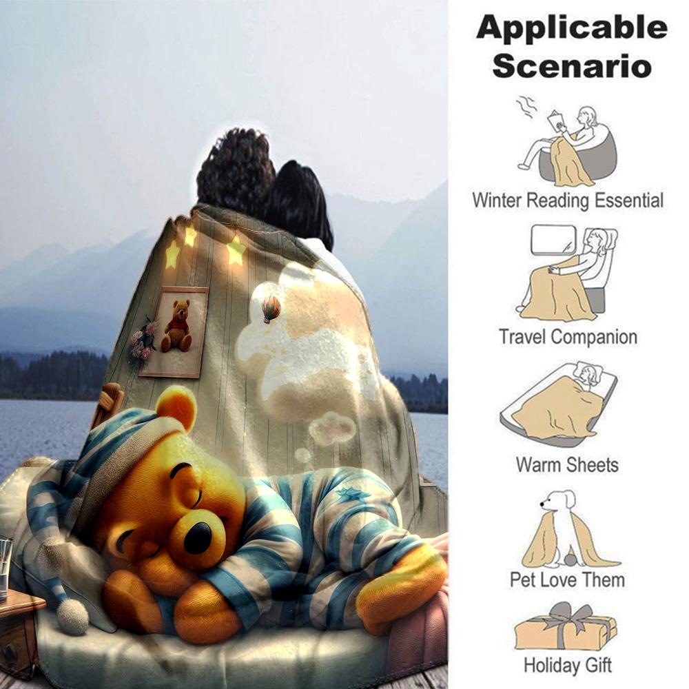 Piglet'S Sweet Dreams Flannel Blanket Super Soft Warm Cozy Blanket For Sofa Bed Office Travel Allseason Home Decor Gift