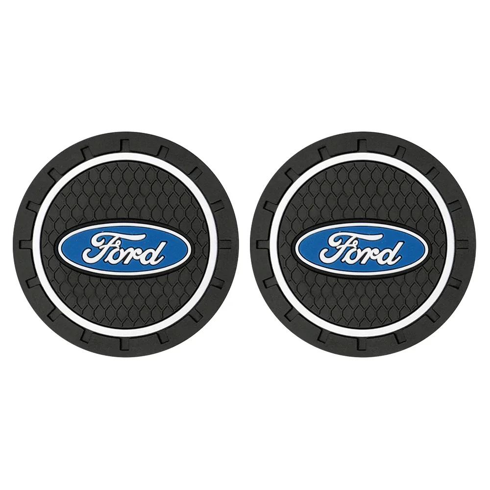

New 2026 Car Sticker 2pcs Car Coaster Water Cup Holder Anti-Slip Mat Phone Glasses Non Slip Pad For Ford Ranger ST Kuga MAX Tran