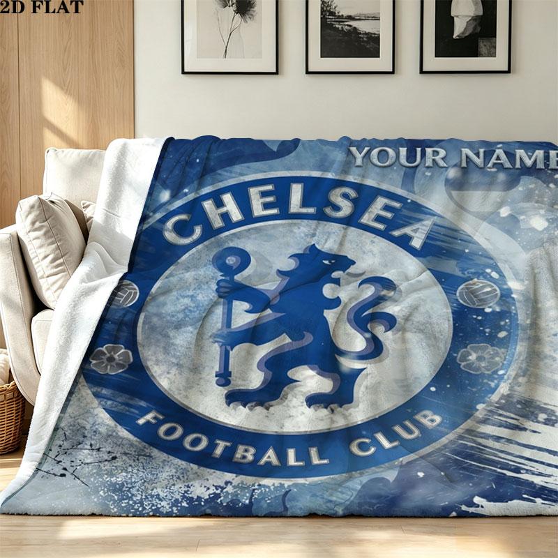 1PC Chelsea F Custom Name Patterned Flannel Blanket Suitable For All Seasons for Home Decor Warmth and Comfort Gifts Holiday Present