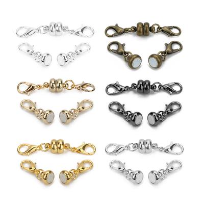 10set Copper Alloy Magnetic Clasps with Lobster Clasps Hooks For Bracelet Necklace End Snap Clasp Connectors Jewelry Accessories