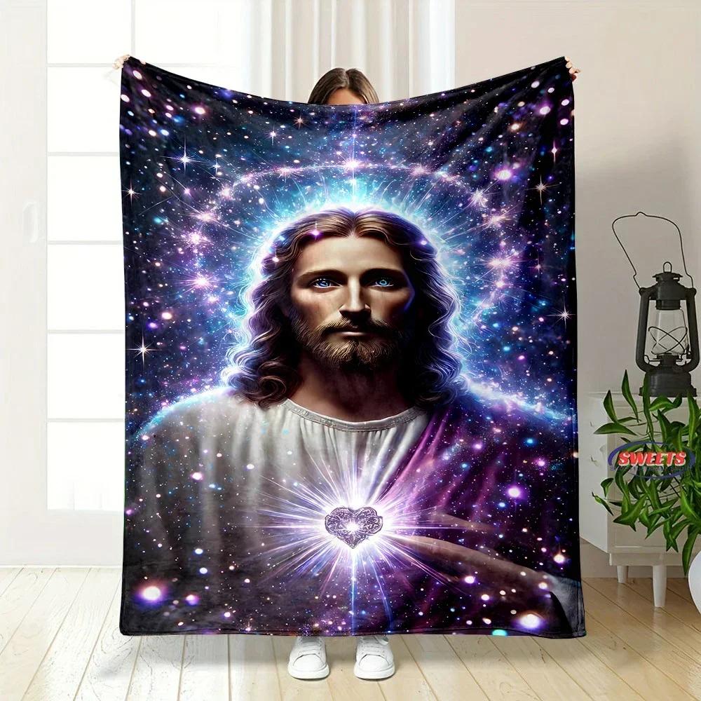 Nr. 2 6 Größen Barmherziger Jesus Christlicher Gott Flanell Kunstdecke, Sofabettdecke Vier Jahreszeiten Weiche Flauschige Steppdecke Flanell Überwurf