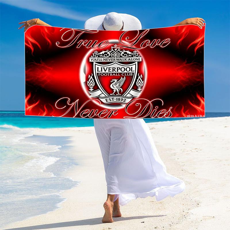 Liverpool Football Club Print Beach Towel, Large Soft Quick Dry Towel for Beach Camping Swimming