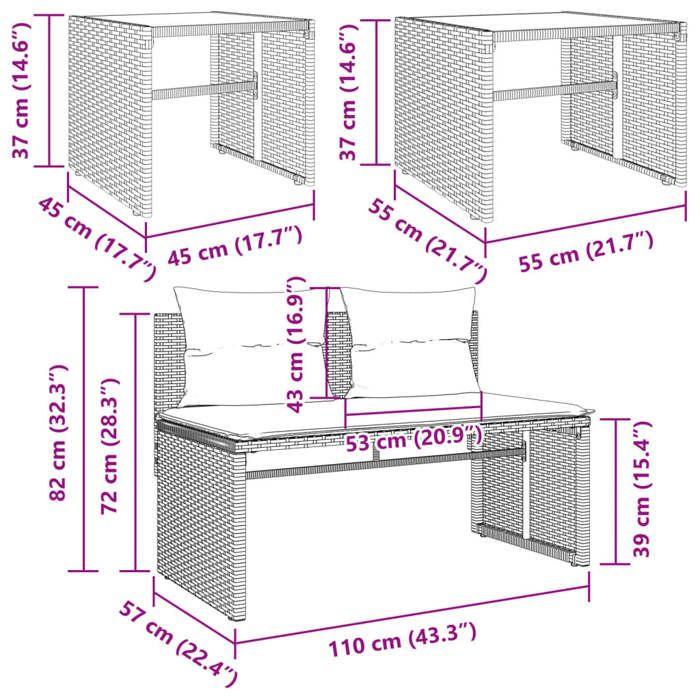 VidaXL Garden Lounge Set 4 Pcs with Light Grey Cushions Wicker, Outdoor Sofa Set, Garden Furniture, 4003883