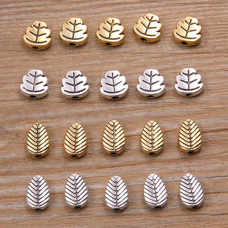 Double-Sided Leaf Plant Beads: 2 Colors & Styles for DIY Necklaces & Bracelets