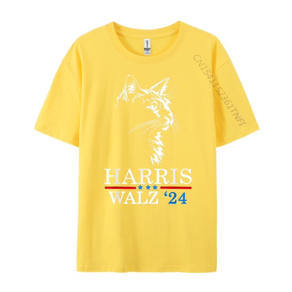 Harris Waltz 2025 Election Kamala Harris Cat Lady Mens Designer T Shirt Men Short Sleeve Tee Gothic Style