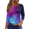 Women's Fashion Casual Round Neck 3/4 Sleeve Loose  Printed T,Shirt Ladies Top
