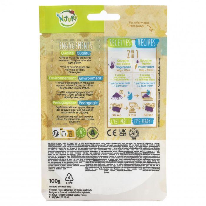 Sachet Gouache Powder 100g Yellow - PEBEO - Tactilcolor - Water-dilutable - For Children from 2 Years Old