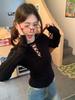Red Sexy Hollowed-Out Long-Sleeve Knitted Sweater - Women's Retro Waist-Cinching Autumn/Winter Top